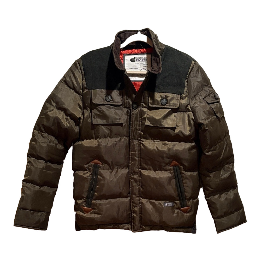 American Eagle Outfitters Dark Green Puffer Jacket with Black Details